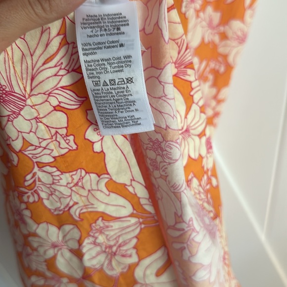 J crew Tie-front Strappy cotton poplin midi dress in‎ orange floral size Medium - Picture 9 of 9